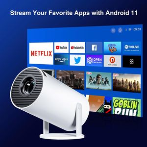Mini Projetor <span class=keywords><strong>Android</strong></span> 11.0 Projetor de Lance Curto 1080P HD Smart 4K Projetor HY300PRO Com Free Live Streaming Filmes Adultos