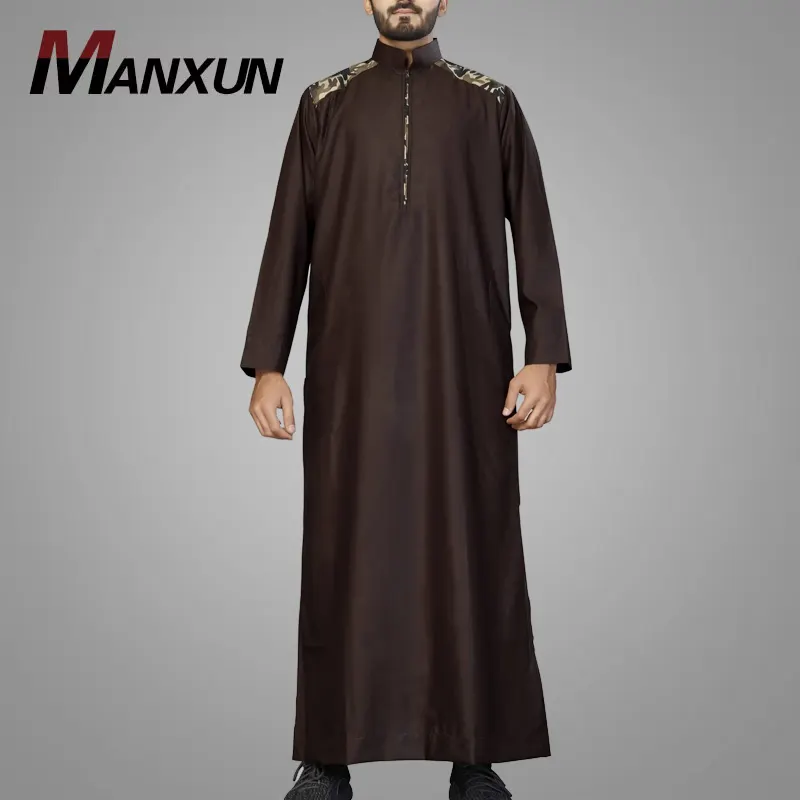 En gros Jubbah Islamique Vêtements À Manches Longues Hommes Arabes Pleine Longueur Thobe Haute Qualité Koweït Style Daffah Hommes Vêtements