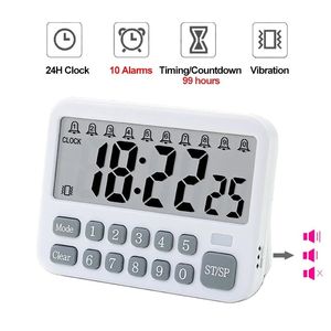 Suono a tre velocità regolabile 10 set di promemoria elettronico del tempo cucina cottura esperimento industriale Timer conto alla rovescia - Product Image 4