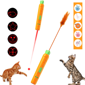Karotten lade modell Laser Cat Teaser 5 Muster Lila Licht Cat Laserpointer Spielzeug Einziehbarer Tease interaktiver Cat Stick - Product Image 1
