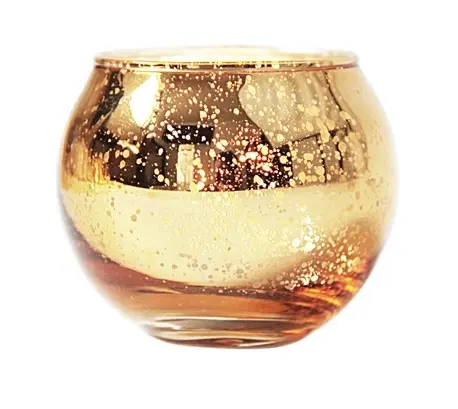 Bougeoir en cristal circulaire galvanisé doré de haute qualité avec motif imprimé, pot à bougie en verre, lampe à thé, bâton de bougie
