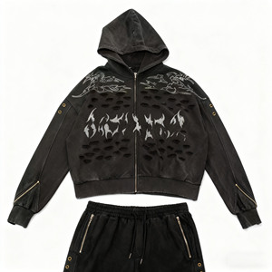 ชุดวิ่งจ๊อกกิ้งผ้าเทอร์รี่พิมพ์ลายดิจิทัลพลอยเทียมเปล่าคุณภาพสูงชุดวอร์มวินเทจผ้าเช็ดทำความสะอาดได้ - Product Image 3