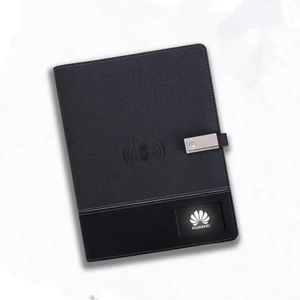 8000mah Business Custom Logo Wireless Charging Notebook mit Power Bank und 16GB USB-Flash-Laufwerk