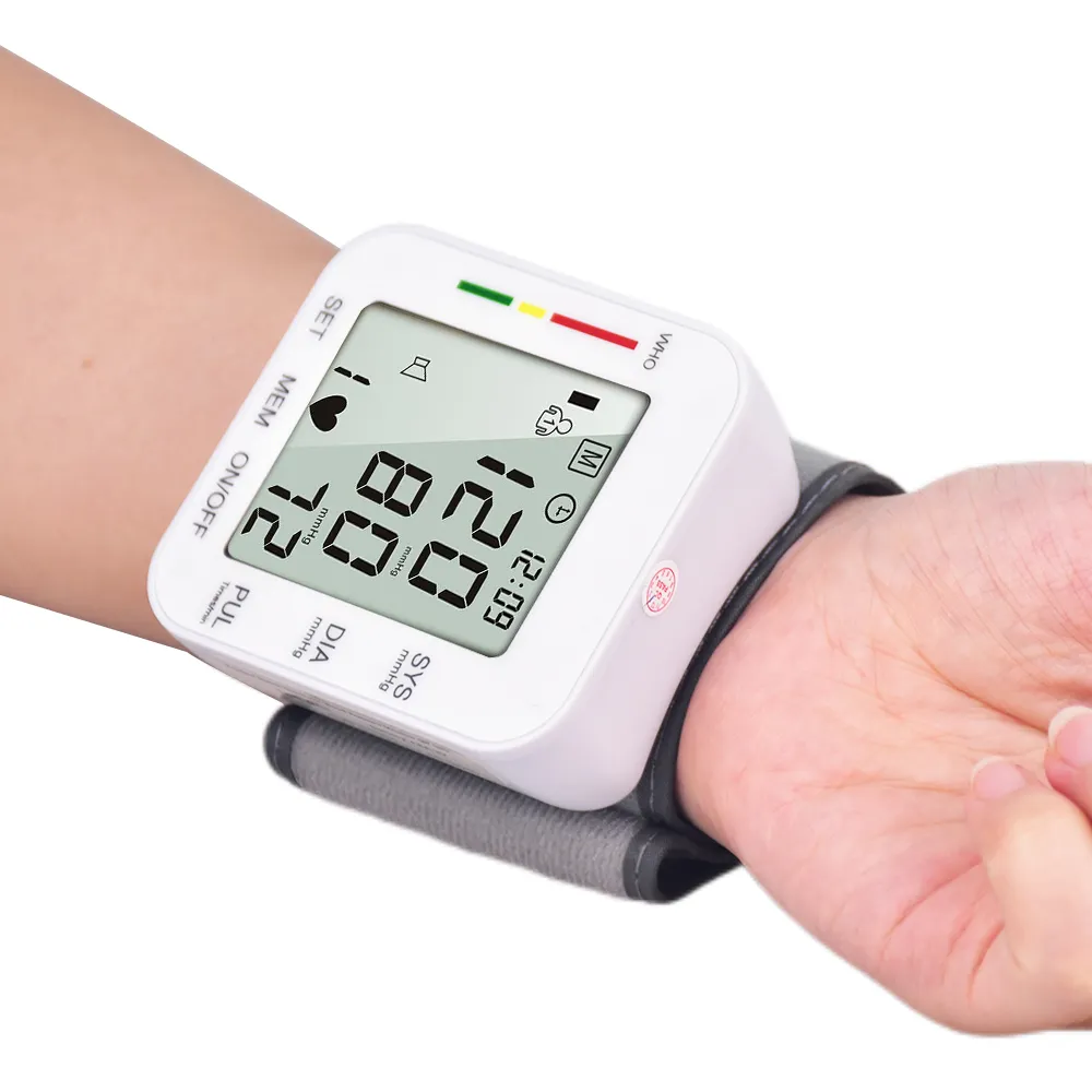Professional large lcd display accuracy automatic wrist bp machine digital blood pressure monitor