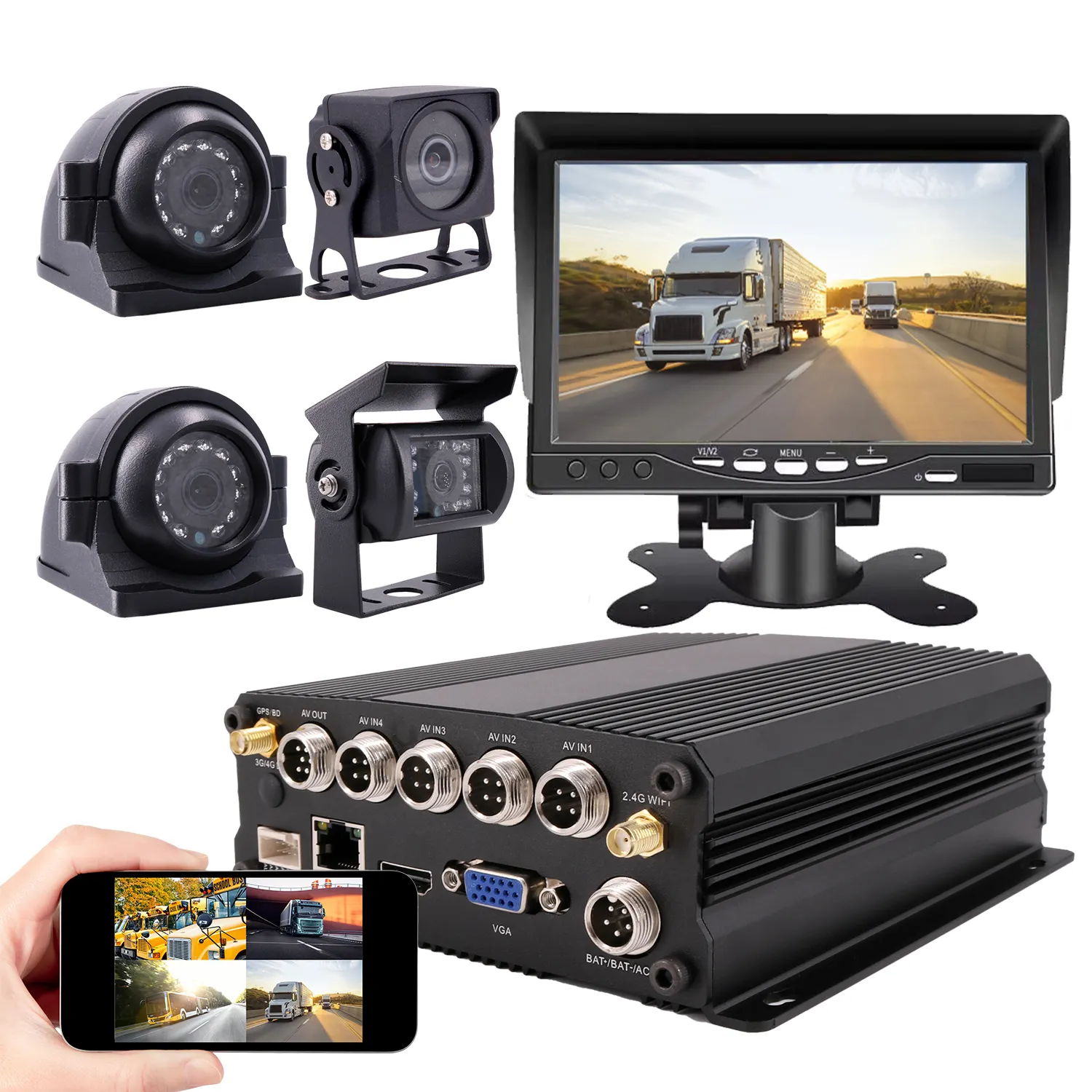 Fabrika OEM 4-CH GPS WIFI 1080P mobil araç otobüs taksi CCTV Video kayıt sistemi 2.0MP kamera uzaktan görünümü için filo yönetimi