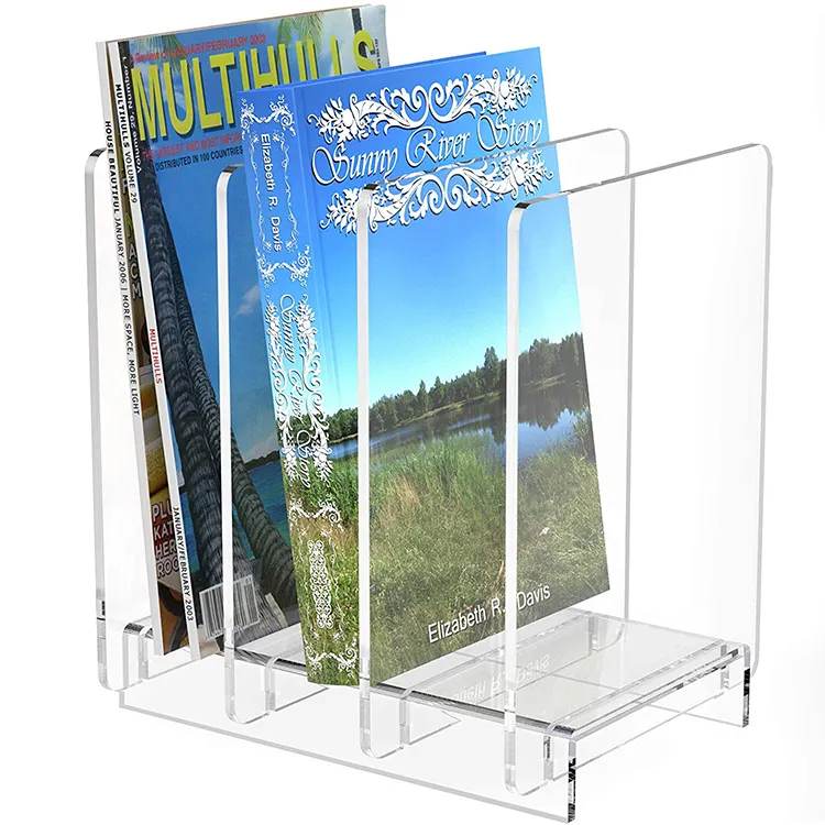 Magazine Holder Acrylic Display Stand Desktop Storage Rack
