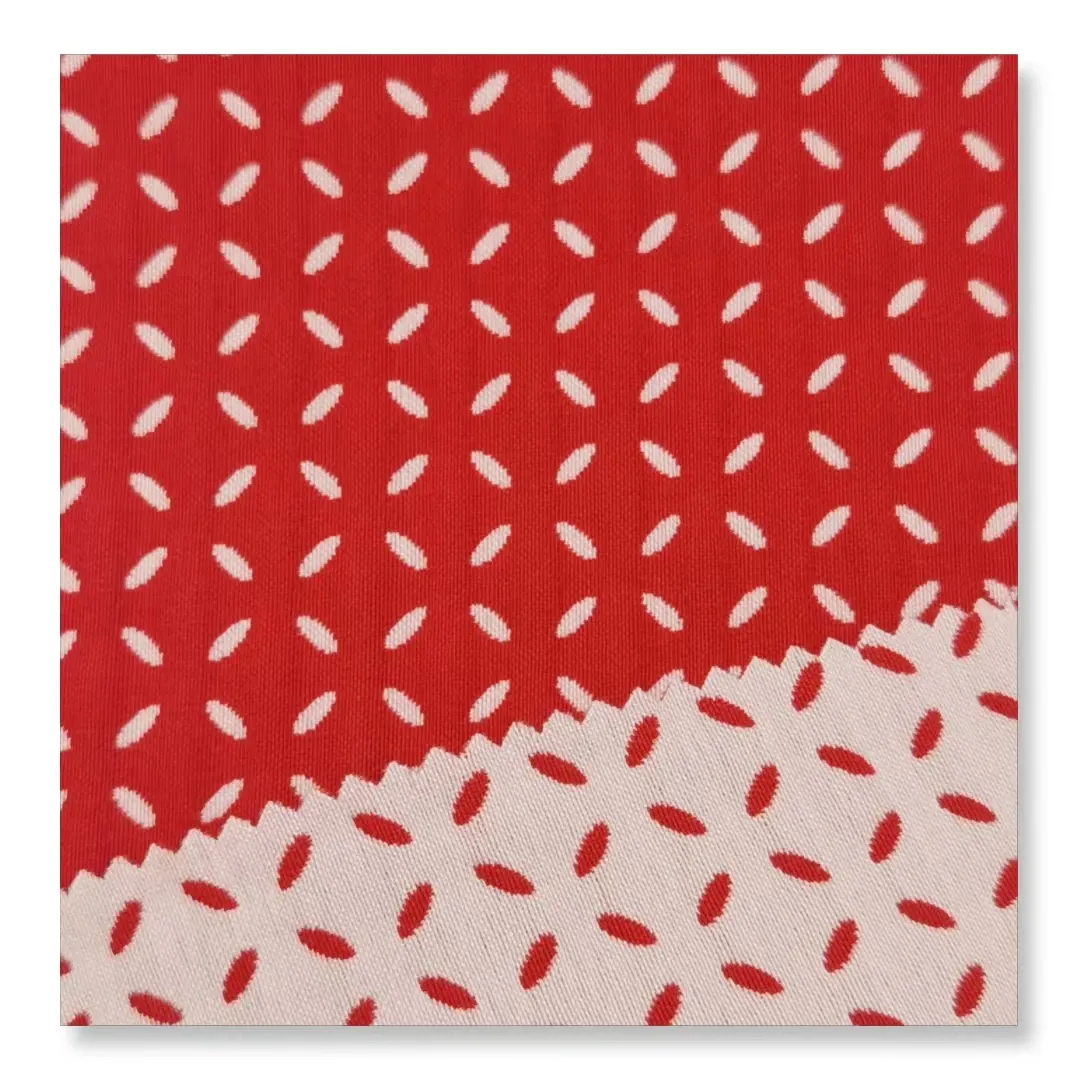 Kırmızı beyaz iplik boyalı jakarlı kumaş polyester rayon naylon streç pantolon elbise için bengfabric kumaş