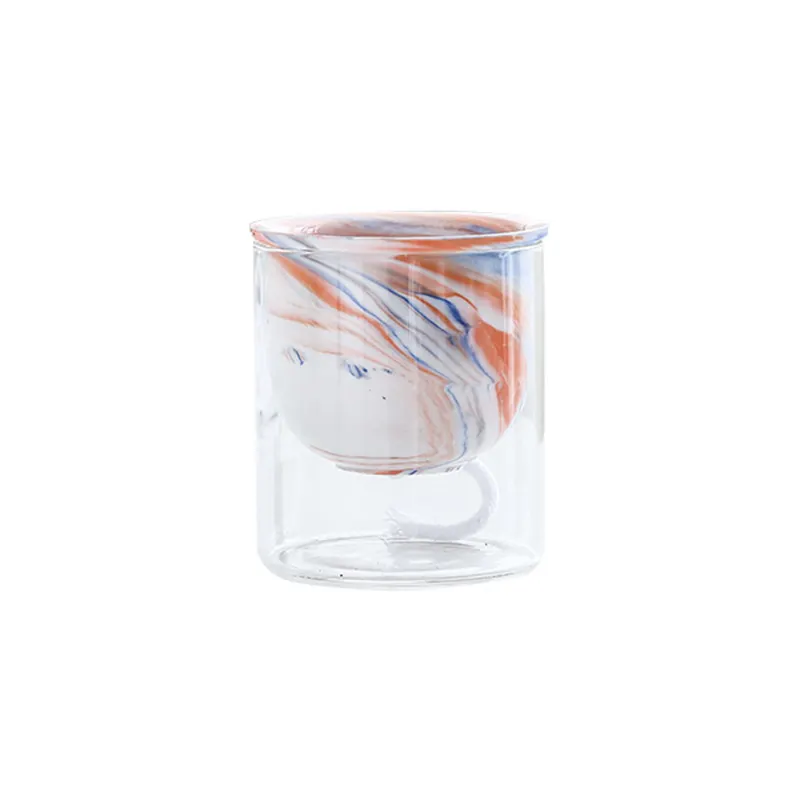 Pot de fleur personnel en céramique de couleur de marbre de cylindre auto-arrosant avec le support en verre