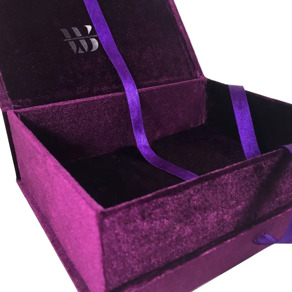 Cinta de seda plegable para mujer, papel de cartón grande, forro de terciopelo púrpura, ropa, sujetador de vestido, Perruques, embalaje, caja de regalo, venta al por mayor