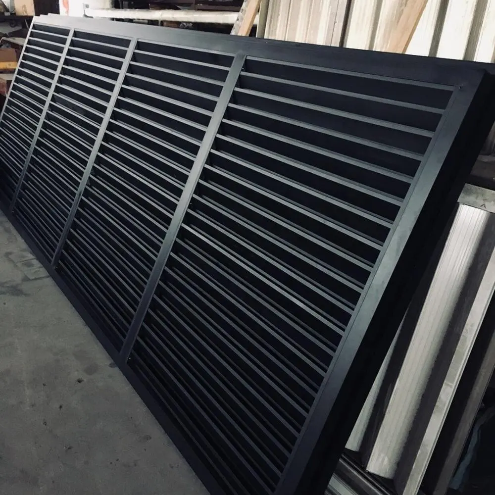 Hot sale Aluminum slat fence System Modern Aluminum luver Gate Design Retractable Sliding Louver Gate fencing