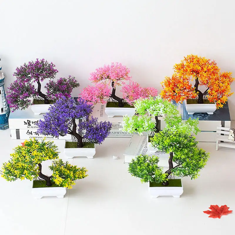 LBB usine vente en gros 18cm petit arbre de pin décoratif bonsaï arbre de pin artificiel plantes artificielles bonsaï avec pot