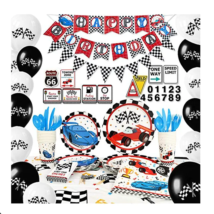 Wholesale Disposable Tableware Set Racing Car Themed Party Supplies
