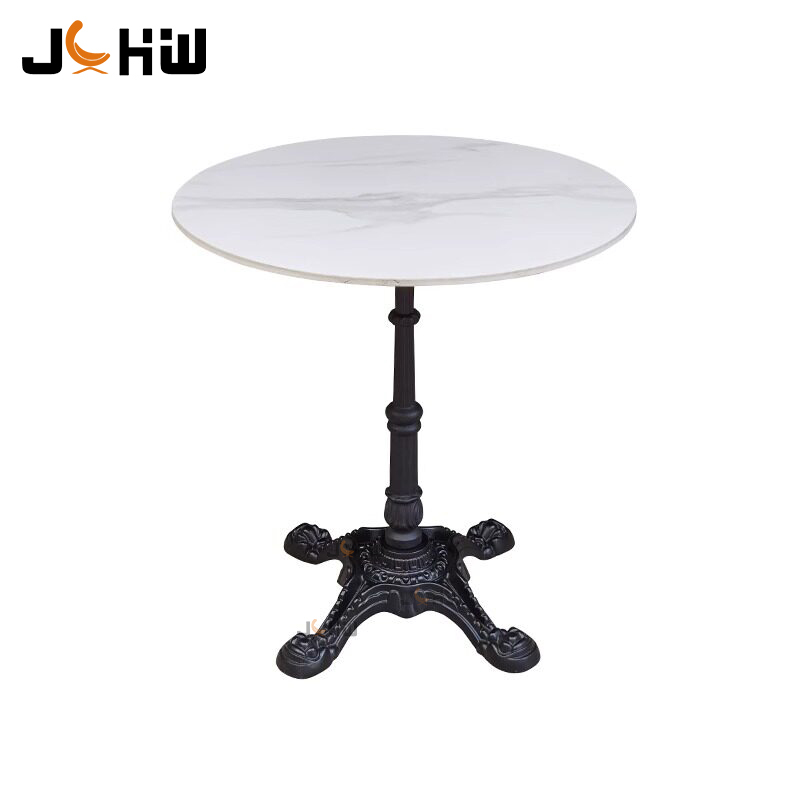 Round-Cast iron foot+rock slab table top