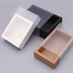 <strong>Rectangle</strong> <strong>Display</strong> Paper Drawer <strong>Box</strong> With Clear PVC PET <strong>Window</strong> Sleeve for Cookie Flower Toy - Product Image 2