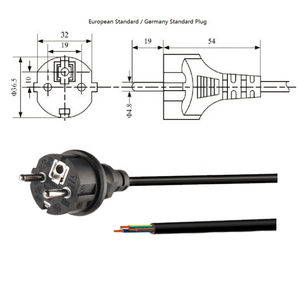 การรับรอง VDE ยุโรป Schuko IP44 CEE 7ปลั๊กง่าม2ขาของสายไฟ AC กันน้ำ3แกน H07RN-F 3*1MM2 - Product Image 5