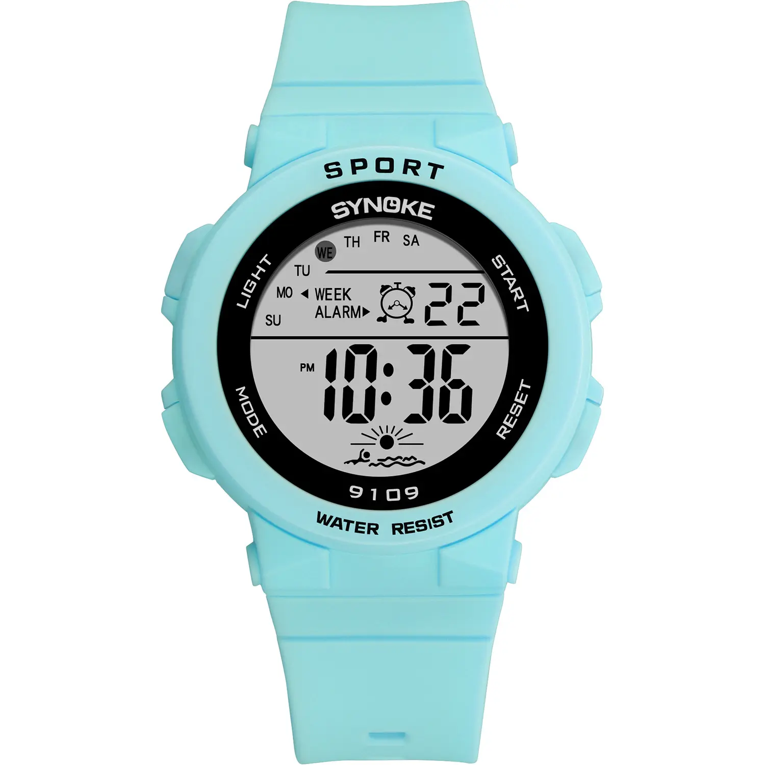 Synoke 9109 Fashion Kids Sport Chronograaf Wekker Digitale Horloge Voor Kinderen Led Waterdichte Kleurrijke Flash Polsbandje Horloge
