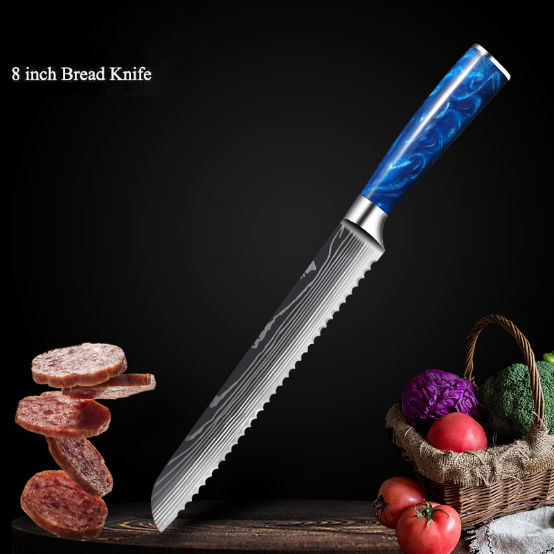 Blue-8 inch Bread Knfie