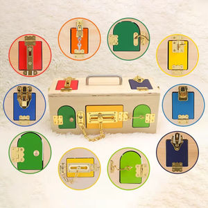 Montessori Kids Educational Wooden <strong>Toys</strong> Open for Lock <strong>Box</strong> with Shape Matching &amp; Fine Motor Interest Aids - Product Image 2