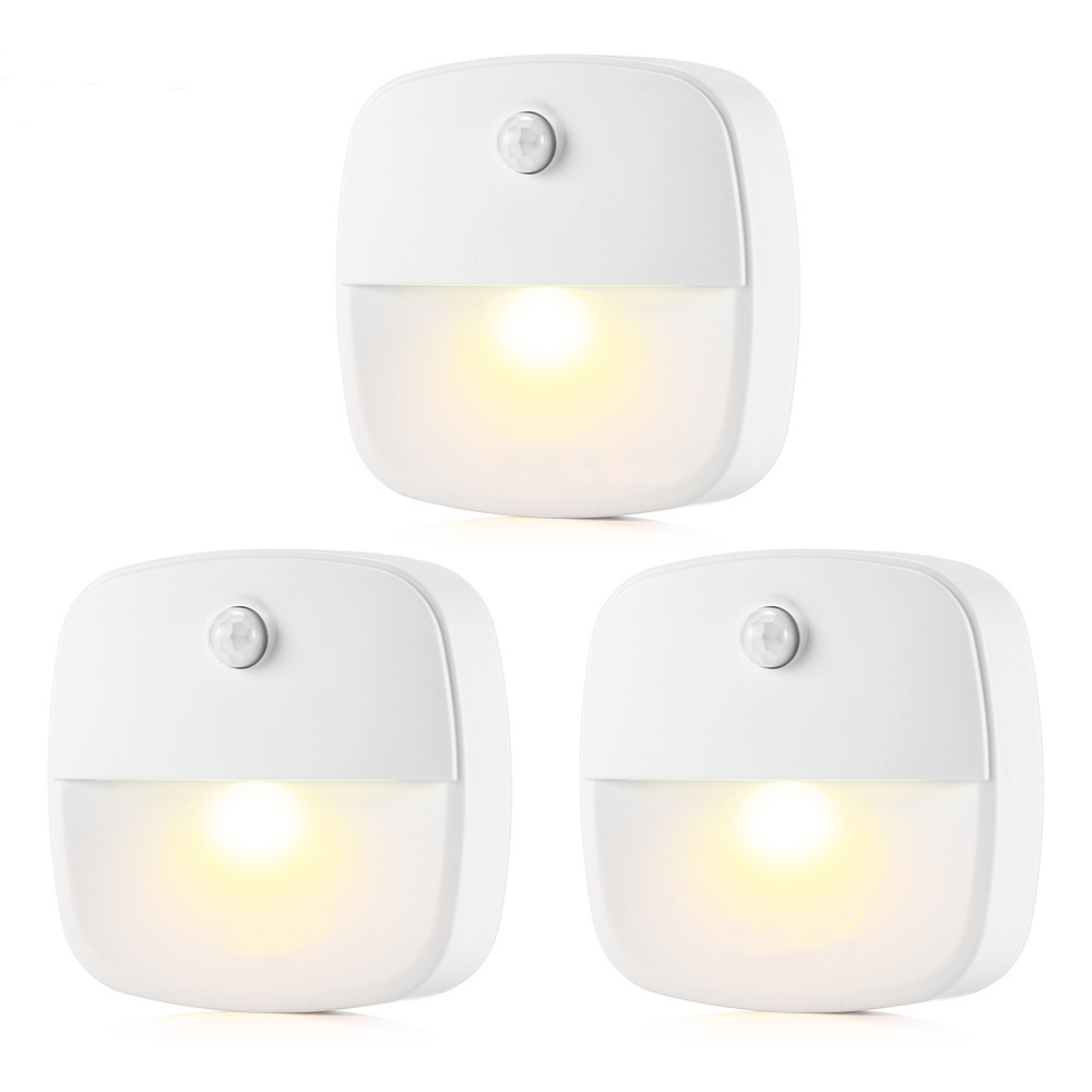 Three LED bulbs, battery-operated, warm light version, one pack.