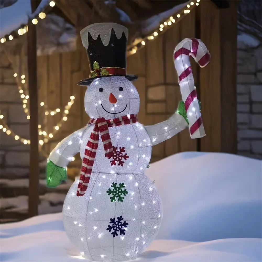 Figurina di Natale pupazzo di neve da 48 pollici con giocattolo di decorazione natalizia in canna