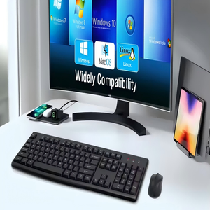 Factory Priced 104-Key Full-Size Wireless <strong>Keyboard</strong> with 2.4GHz USB Optical Wireless <strong>Mouse</strong> New Mechanical Operation for PC Tablet - Product Image 1