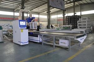 Automatic panel furniture production line CA1325 1530 2030 <strong>CNC</strong> <strong>Nesting</strong> <strong>Machine</strong> with ATC Spindle <strong>Loading</strong> and Unloading