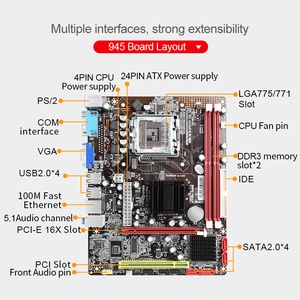 Placa base de escritorio LGA 945/775Mzh, compatible con memoria DDR2, interfaz PCI VGA COM, placa base de ordenador, 771 - Product Image 2