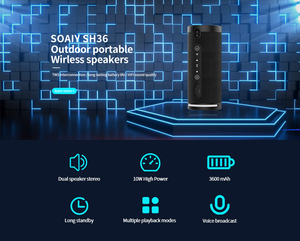 ลำโพง IPX6 E12กันน้ำ10W กำลังสูงพร้อมไมค์ระดับกลางแบบพกพาเสียงเบสทุ้มลึกสำหรับใช้งานกลางแจ้งและคอมพิวเตอร์ - Product Image 3