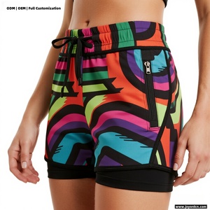 Biểu Tượng Tùy Chỉnh Thiết Kế Womens Tập Thể Dục Phòng Tập Thể Dục Mồ Hôi Khăn Quần Short Giản Dị Phòng Chờ Đặt Phụ Nữ Hoạt Động Thể Thao Trang Phục Với Dây Kéo Túi - Product Image 3