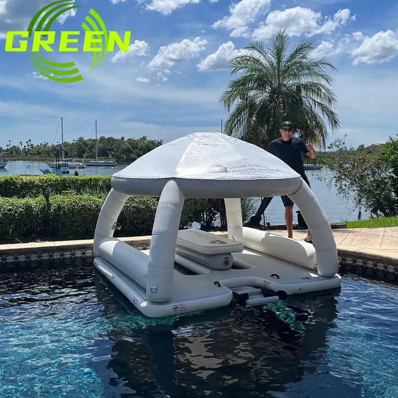 Зеленая надувная Коммерческая Плавающая Платформа для плавающих лодок Аква-Бана для водных лыж с укрытием