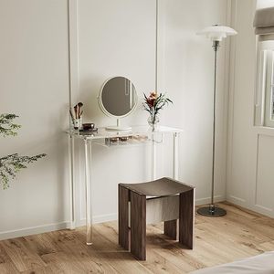 Maquiagem acrílica Vanity Desk-Clear Pequena Penteadeira com Gaveta para Quarto Moderno <span class=keywords><strong>Display</strong></span> Rack
