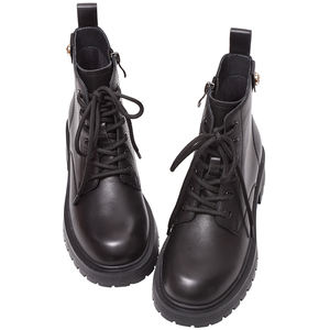 קסם מלכותי עור אמיתי פלטפורמה מגפי 4.5 ס "מ רירית צבע שחור קצר - Product Image 3