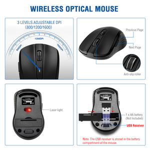 Teclado de ordenador silencioso de tamaño completo, Combo de ratón y teclado inalámbrico de 2,4G con reposamanos y 3 niveles de DPI ajustables - Product Image 5
