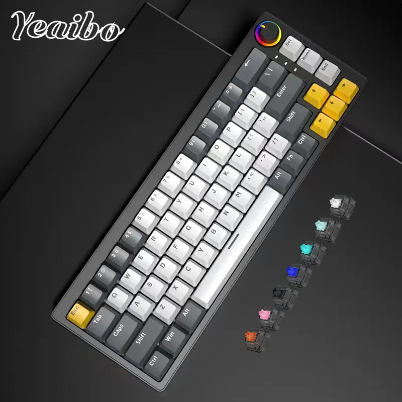 Manthon Makro-Teclado mecánico más grande, Máquina refinadora QWERTY, recargable, mágico, con cable, fabricación más pequeña, 75 words