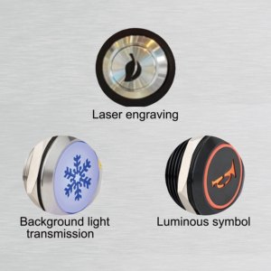 Interruttore a pulsante simbolo illuminato personalizzato OEM, presa di fabbrica, produttore - Product Image 2
