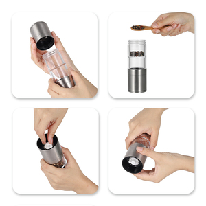 Manuel 2 in 1 tuz ve karabiber değirmeni çift kafalı Abs baharat paslanmaz çelik fabrikaları ayarlanabilir seramik çekirdek tuz ve karabiber değirmeni - Product Image 4