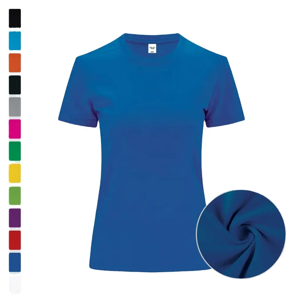 T-shirt classique de haute qualité pour femmes avec logo personnalisable Style décontracté Motif solide O-Neck Technique teint en plaine