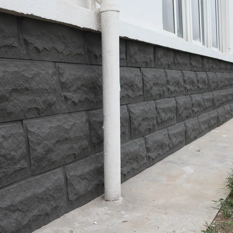Panel de pared de piedra de PU gris oscuro de poliuretano a precio barato para decoración del hogar Piedra cultural de PU