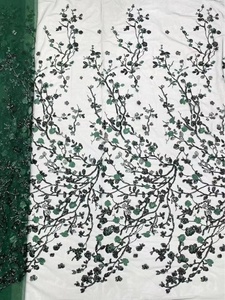 Motivo floreale di alta qualità con tessuto di ricamo di paillettes tessuto di pizzo di tulle di lusso da sposa per abiti