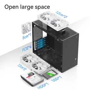 SNOWMAN CS013 Mini-<span class=keywords><strong>ITX</strong></span>-Tower-PC-Gehäuse Kleines Tragbares Gaming-PC-Gehäuse mit 5 ARGB-Lüftern und Einer Seite aus Gehärtetem Glas Erhältlich in Schwarz und Weiß - Product Image 5