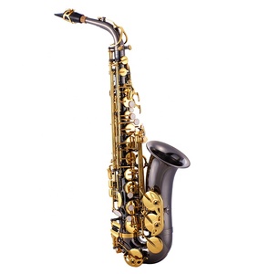 SEASOUND OEM Professional Black Nickel Body Gold Lacquer Keys Alto Saxophone JYAS102DBNL Tone EB - Product Image 1
