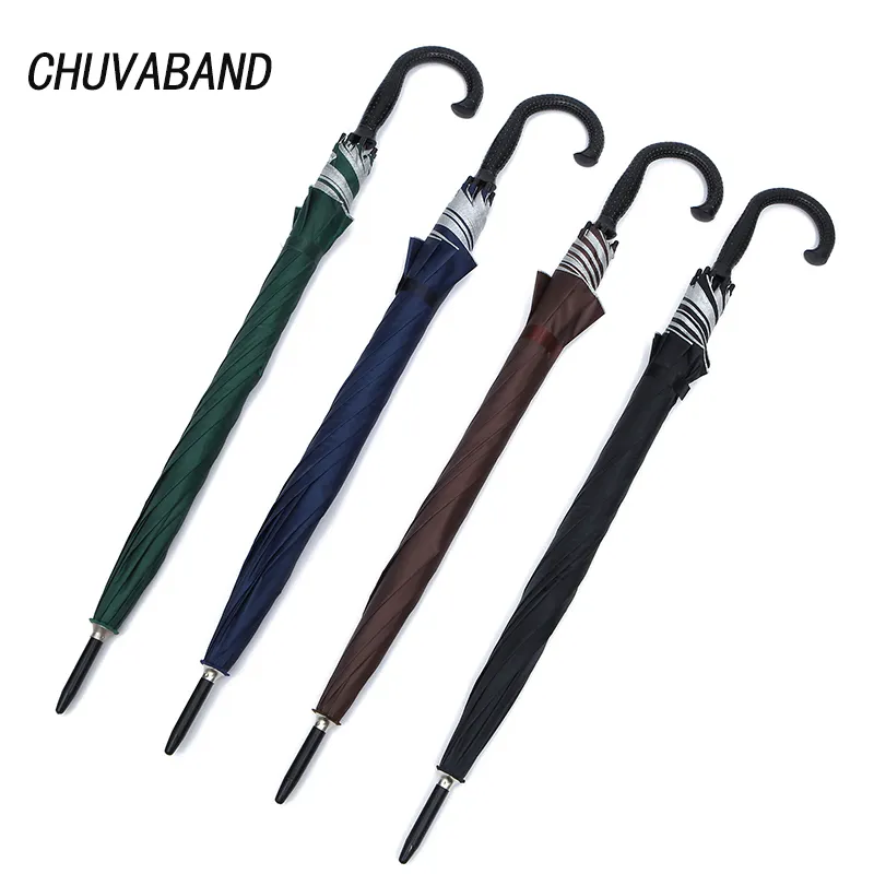 사용자 정의 로고 골프 우산 샤프트 방풍 방수 자동 우산 CHUVABAND 24 인치 8K 더블 뼈 지팡이 우산