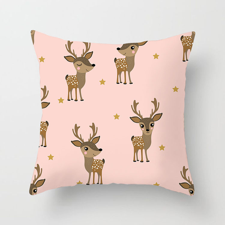 Factory Direct Nordic Style Cushion Cover Custom Christmas Deer Print Cushion Cover