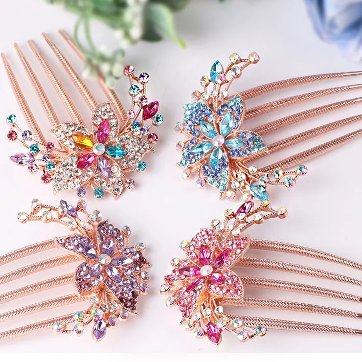 Metal Hair Comb Inserted Comb Plate Hair Clip Ball Headdress Five Tooth Hairpin Inserted Female Adult Diamond Hair Ornaments