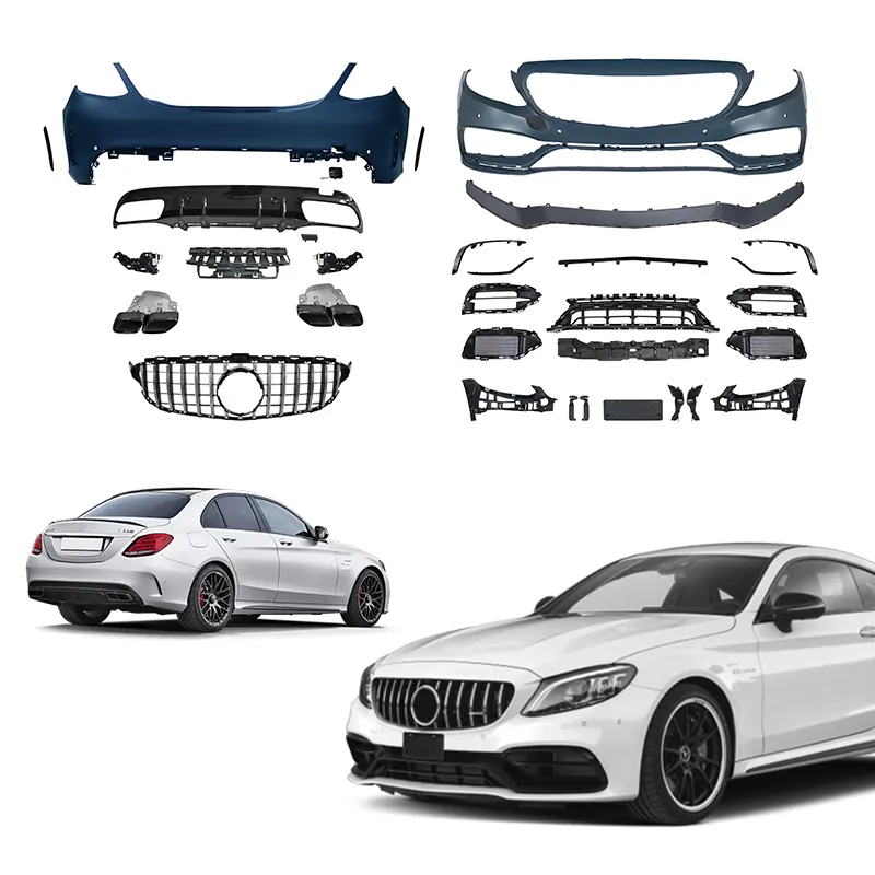 Classe C kit corpo W205 Bodykit Coupe C63 2015 c63 W205 c200 2008 Amortecedor Dianteiro Amortecedor Traseiro Grill Body kit