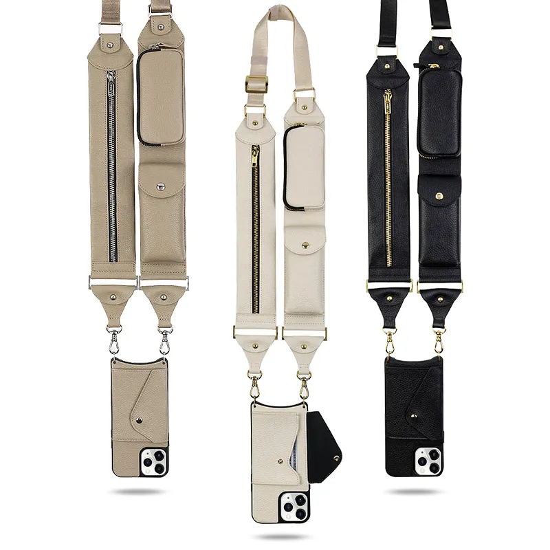 Multifunktion ale Cross Body Leder Handy hülle mit Riemen für iPhone 14 13 12 Pro max