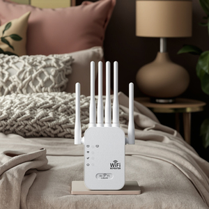 6 Antenna 1200Mbps Wi-Fi Extender With 5G and 2.4G Frequencies Wired LAN Port WEP <strong>Encryption</strong> ROHS Certified - Product Image 1