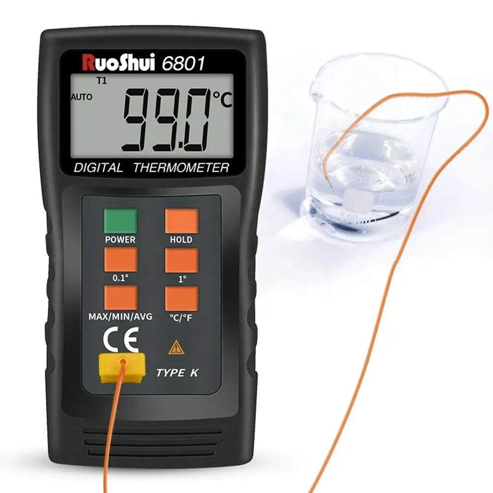 RUOSHUI 6801 RTS 3 1/2 digital thermometer drivencan use any K-type thermocouple (Ni-Cr - nisiloy) as the temperature sensor