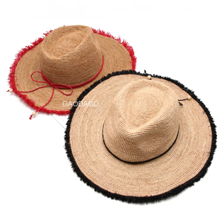 Meilleures ventes de chapeaux de cowboy personnalisés Sun Maohongisor à bords bruts colorés à vendre bon marché