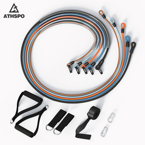 Home Exercise Bands with Door Anchor <strong>Handles</strong> Ankle Straps Adjustable Workout <strong>Elastic</strong> Bands Fitness Resistance Tube Bands Set - Product Image 2